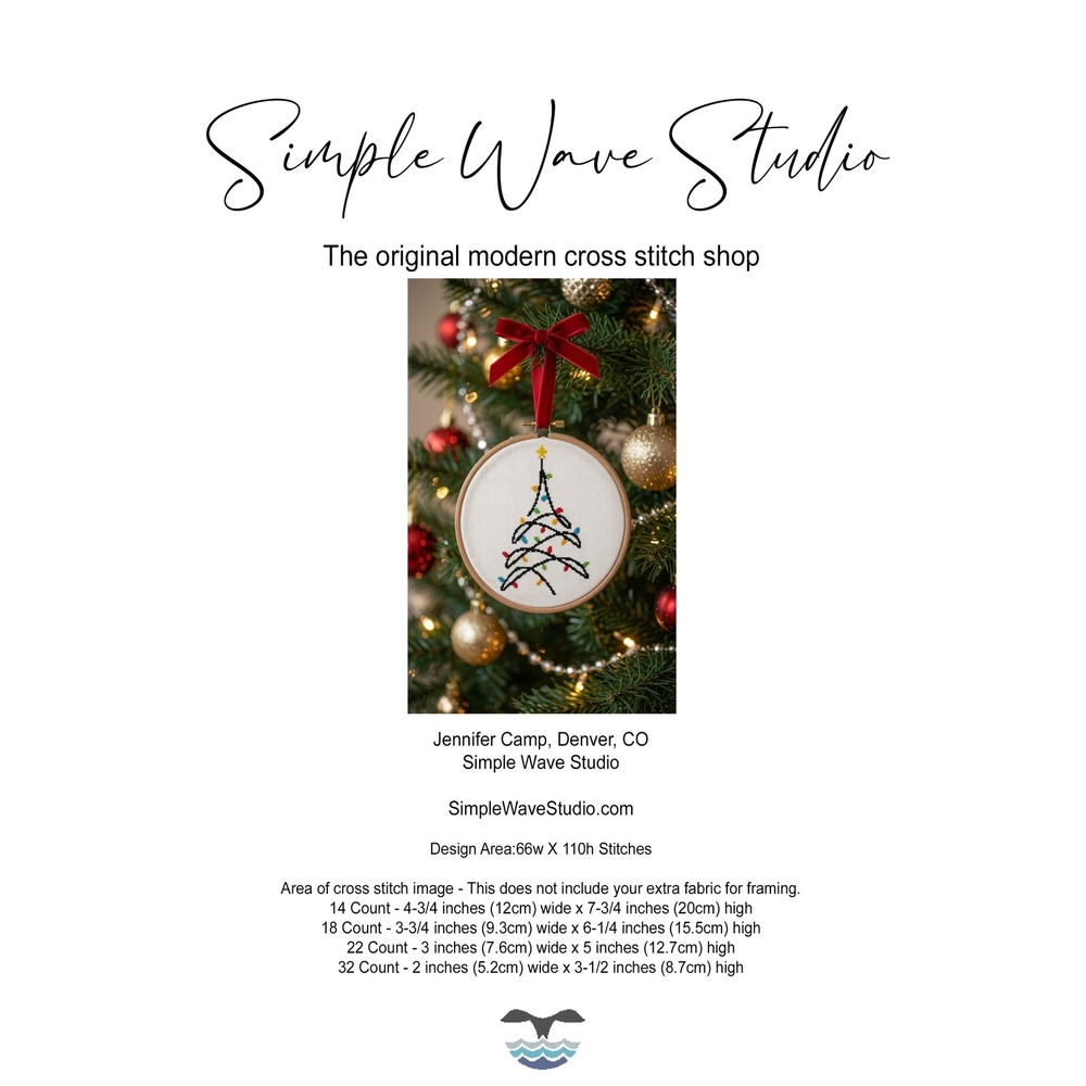 Christmas Tree Ornament Whimsical Counted Cross Stitch Pattern Chart